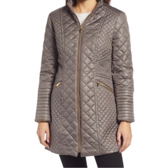 Via Spiga diamond quilted Walker zip up  jacket skim latte lightweight medium - Picture 1 of 12
